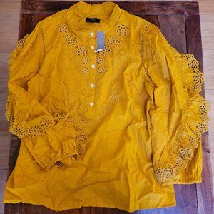 J. Crew Ruffle-sleeve top with embroidered eyelet